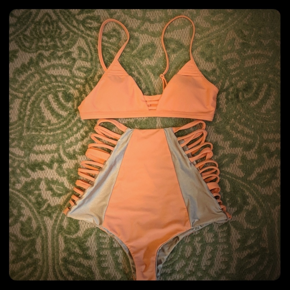 High Rise Orange & Gold Bikini Revolve.com - Picture 2 of 5